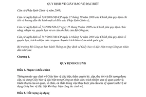 Thông tư 08/2012/TT-BCA Giấy bảo vệ đặc biệt