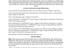 Quyết định 01/2012/QĐ-UBND bổ sung hai Phụ lục kèm theo Quyết định 16/2010/QĐ-UB