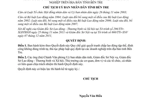 Quyết định 187/QĐ-UBND quy chế giải quyết tranh chấp lao động tập thể đình công