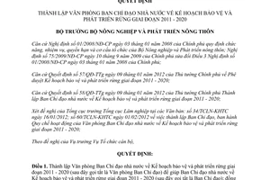 Quyết định 205/QĐ-BNN-TCCB năm 2012 thành lập Văn phòng Ban Chỉ đạo nhà nước về