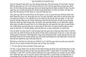 Thông báo 35/TB-VPCP cơ chế một cửa Asean và cơ chế hải quan một cửa quốc gia