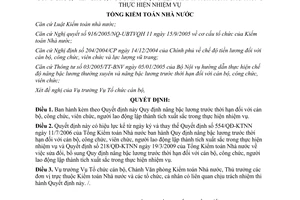 Quyết định 71/QĐ-KTNN nâng bậc lương trước thời hạn