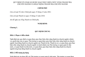 Nghị định 07/2012/NĐ-CP cơ quan được giao thực hiện chức năng thanh tra