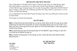 Quyết định 552/QĐ-BCT năm 2012 công bố thủ tục hành chính sửa đổi