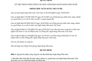 Quyết định 219/QĐ-NHNN  phân công công tác Ban lãnh đạo Ngân hàng