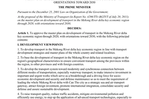 Decision No. 11/2012/QD-TTg approving the master plan on development of transpor