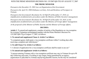 Decision No. 10/2012/QD-TTg mending and supplementing a number of articles