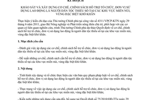 Kế hoạch 698/KH-BNN-PC về khảo sát và xây dựng cơ chế, chính sách hỗ trợ tổ chức