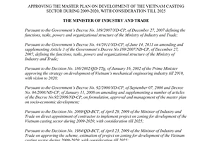 Decision No. 583/QD-BCT approving the master plan on development of the Vietnam