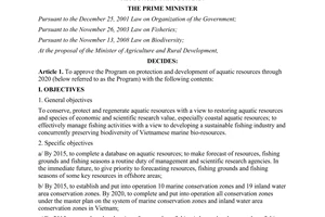 Decision No. 188/QD-TTg  approving the program on protection and development