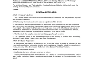 Circular No. 04/2012/TT-BCT regulations on the classfication and labeling