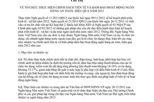 Chỉ thị 01/CT-NHNN năm 2012 về tổ chức thực hiện chính sách tiền tệ