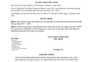 Quyết định 323/QĐ-UBND Chương trình cải cách hành chính Đắk Lắk 2011 2020 2012