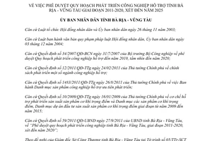 Quyết định 06/2012/QĐ-UBND phê duyệt Quy hoạch phát triển Công nghiệp Hỗ trợ