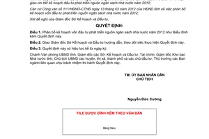 Quyết định 01/2012/QĐ-UBND kế hoạch vốn đầu tư phát triển Quảng Trị