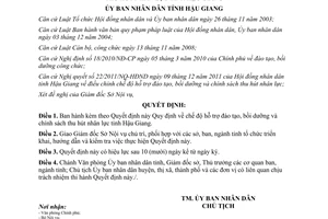 Quyết định 10/2012/QÐ-UBND  chế độ hỗ trợ đào tạo, bồi dưỡng và chính sách