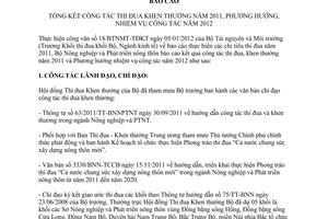 Báo cáo 748/BC-BNN-TCCB tổng kết công tác thi đua khen thưởng năm 2011
