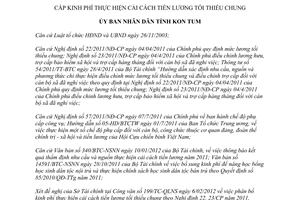 Quyết định 128/QĐ-UBND 2012 cấp kinh phí cải cách tiền lương tối thiểu chung Kon Tum