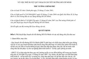 Quyết định 194/QĐ-TTg phê duyệt Quy hoạch chi tiết đường Hồ Chí Minh