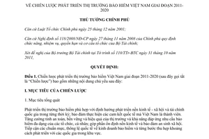 Quyết định 193/QĐ-TTg  Chiến lược phát triển thị trường bảo hiểm Việt Nam