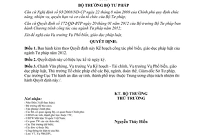 Quyết định 233/QĐ-BTP năm 2012 Kế hoạch công tác phổ biến giáo dục pháp luật