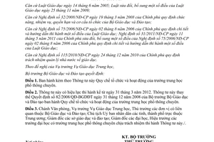 Thông tư 06/2012/TT-BGDĐT Quy chế tổ chức và hoạt động trường trung học phổ