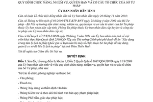 Quyết định 209/QĐ-UBND sửa đổi chức năng nhiệm vụ quyền hạn tổ chức Sở Tư pháp