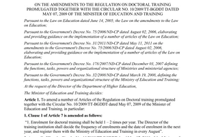 Circular No. 05/2012/TT-BGDDT amendments No. 10/2009/TT-BGĐT