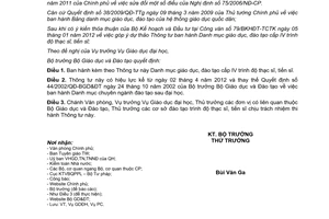 Thông tư 04/2012/TT-BGDĐT Danh mục giáo dục, đào tạo cấp IV trình độ thạc