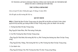 Quyết định 192/QĐ-TTg thành lập Ban Chỉ đạo Trung ương xây dựng Đề án