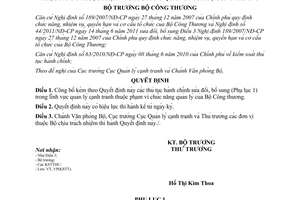 Quyết định 673/QĐ-BCT năm 2012 công bố thủ tục hành chính sửa đổi