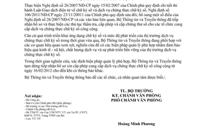 Thông báo 13/TB-BTTTTcung cấp dịch vụ chứng thực chữ ký số công cộng