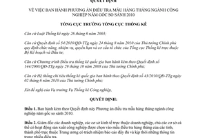 Quyết định 37/QĐ-TCTK 2012 phương án điều tra mẫu hàng tháng ngành công nghiệp
