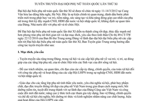 Hướng dẫn 37-HD/BTGTW năm 2012 tuyên truyền Đại hội phụ nữ toàn quốc lần thứ XI