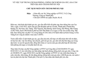 Công điện 04/CĐ-UBND năm 2012 phòng chống dịch bệnh gia súc gia cầm