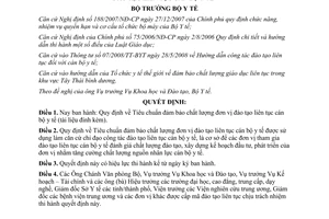 Quyết định 493/QĐ-BYT năm 2012 tiêu chuẩn đảm bảo chất lượng đơn vị đào tạo