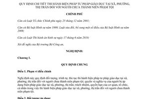 Nghị định 10/2012/NĐ-CP hướng dẫn biện pháp tư pháp giáo dục tại xã, phường