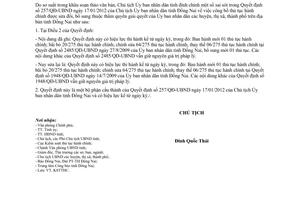 Quyết định 486/QĐĐC-UBND đính chính Quyết định 257/QĐ-UBND