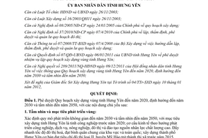 Quyết định 268/QĐ-UBND Phê duyệt quy hoạch xây dựng vùng Hưng Yên 2020 2030 2050 2012