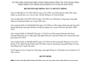 Quyết định 274/QĐ-BTTTT năm 2013 kiện toàn Ban Điều hành triển khai công tác