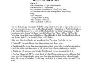 Công điện 218/CĐ-TTg  phòng, chống dịch cúm A (H5N1)