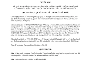 Quyết định 36/QĐ-VTLTNN  năm 2012 nâng bậc lương trước thời hạn