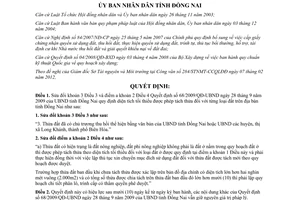 Quyết định 09/2012/QĐ-UBND sửa đổi Quyết định 68/2009/QĐ-UBND