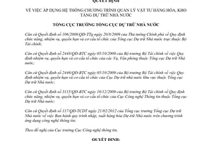 Quyết định 118/QĐ-TCDT 2012 chương trình quản lý vật tư hàng hóa dự trữ nhà nước