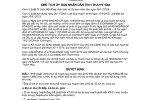 Quyết định 489/QĐ-UBND phê duyệt Danh mục kế hoạch quy hoạch