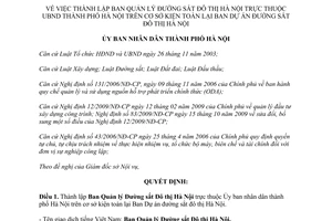 Quyết định 925/QĐ-UBND thành lập Ban Quản lý Đường sắt Đô thị Hà Nội