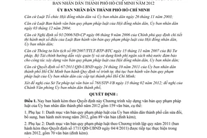 Quyết định 872/QĐ-UBND năm 2012 Chương trình xây dựng văn bản quy phạm pháp luật