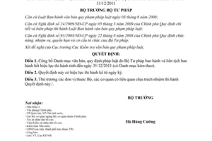 Quyết định 274/QĐ-BTP công bố Danh mục văn bản hết hiệu lực