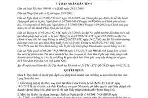 Quyết định 03/2012/QĐ-UBND lệ phí cấp giấy phép kinh doanh vận tải bằng xe ô tô