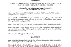 Quyết định 02/2012/QĐ-SGDHCM hướng dẫn giao dịch chứng khoán Hồ Chí Minh